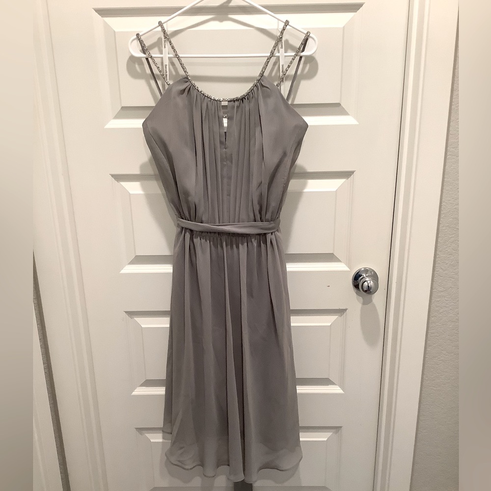 Women’s David Bridal Sleeveless Chiffon Dress Wi5 Beaded Straps, Size 16